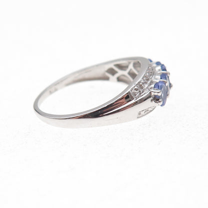 Chuck Clemency 925 Sterling Silver Real Oval-Cut Tanzanite Ring Size 8