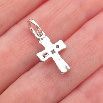 Sunwest 925 Sterling Silver Vintage Cross Oxidized Mini Charm Pendant