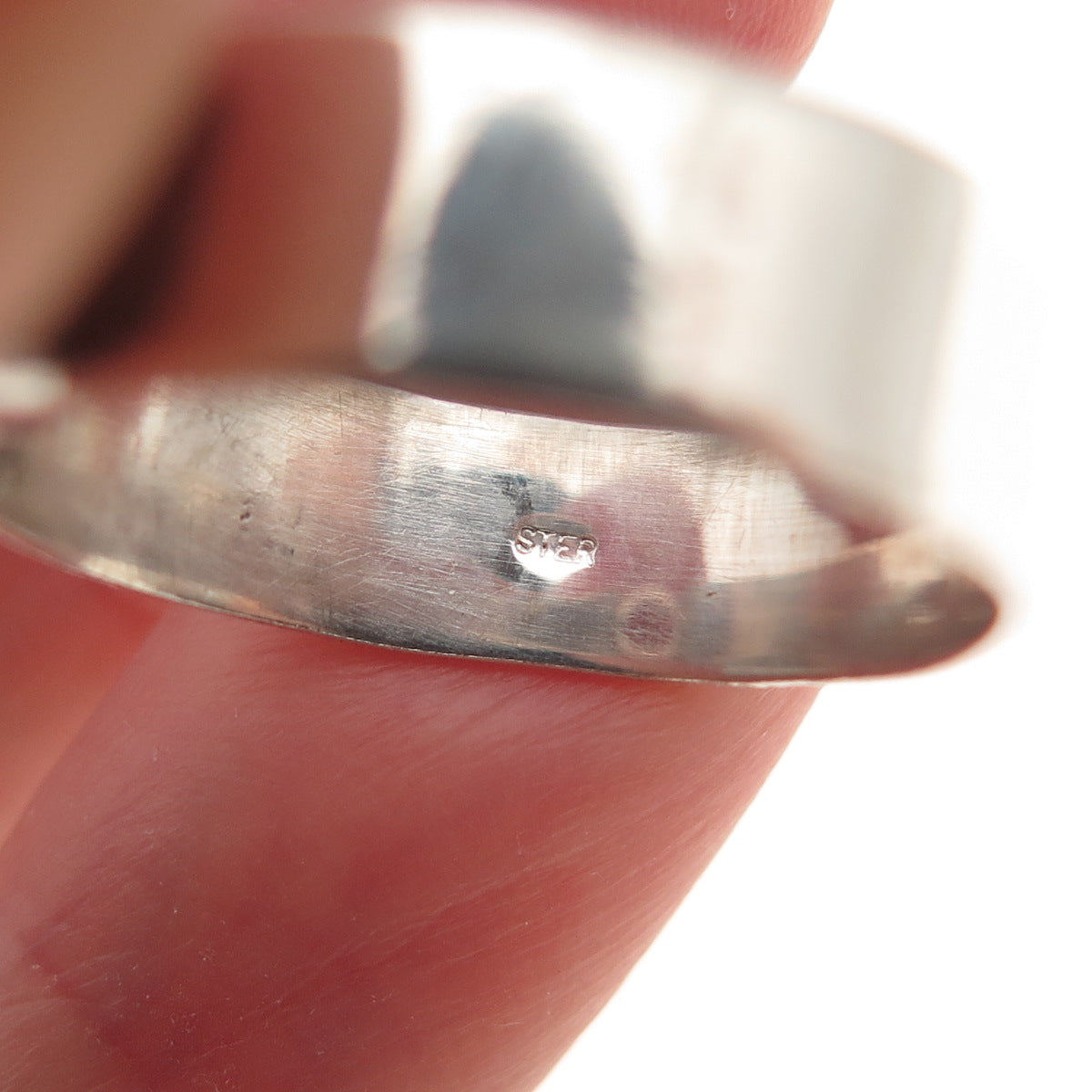 925 Sterling Silver Vintage Real Oval-Cut Tourmaline Oxidized Ring Size 6.75