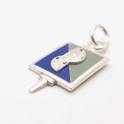 925 Sterling Silver Vintage D.G. Elsen Enamel Church Pendant