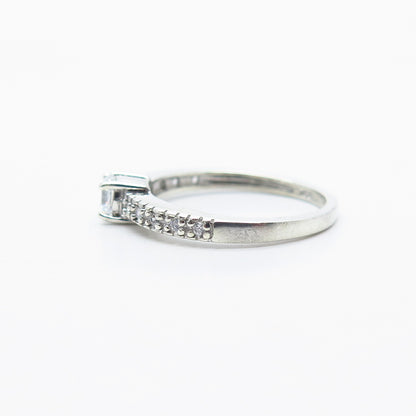 925 Sterling Silver Round-Cut C Z Engagement Ring Size 7.25