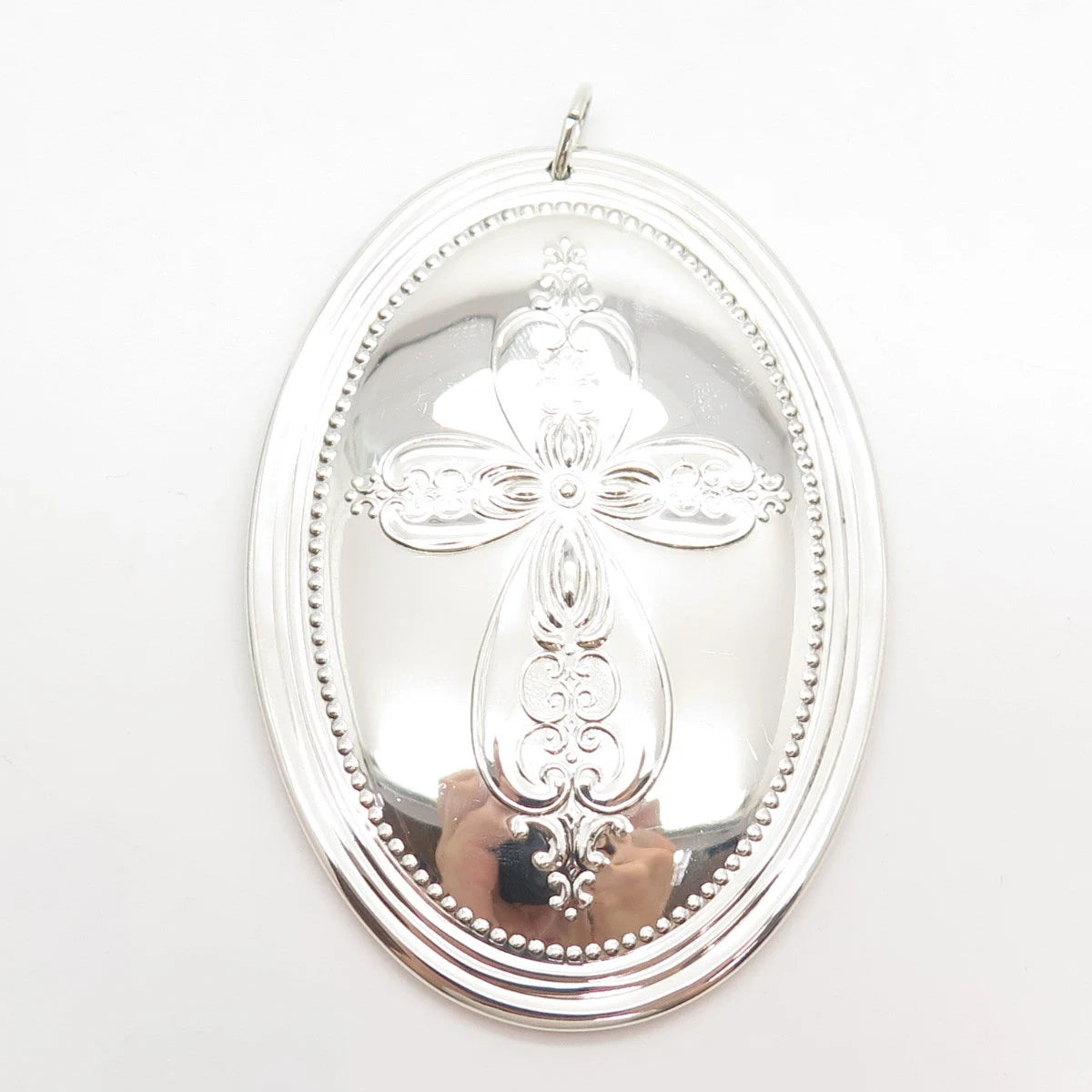 925 Sterling Silver Vintage Towle 1972 Cross & Bird Floral Ornament