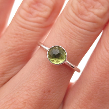 Pandora 925 Sterling Silver Real Peridot August Birthday Blooms Ring Size 6