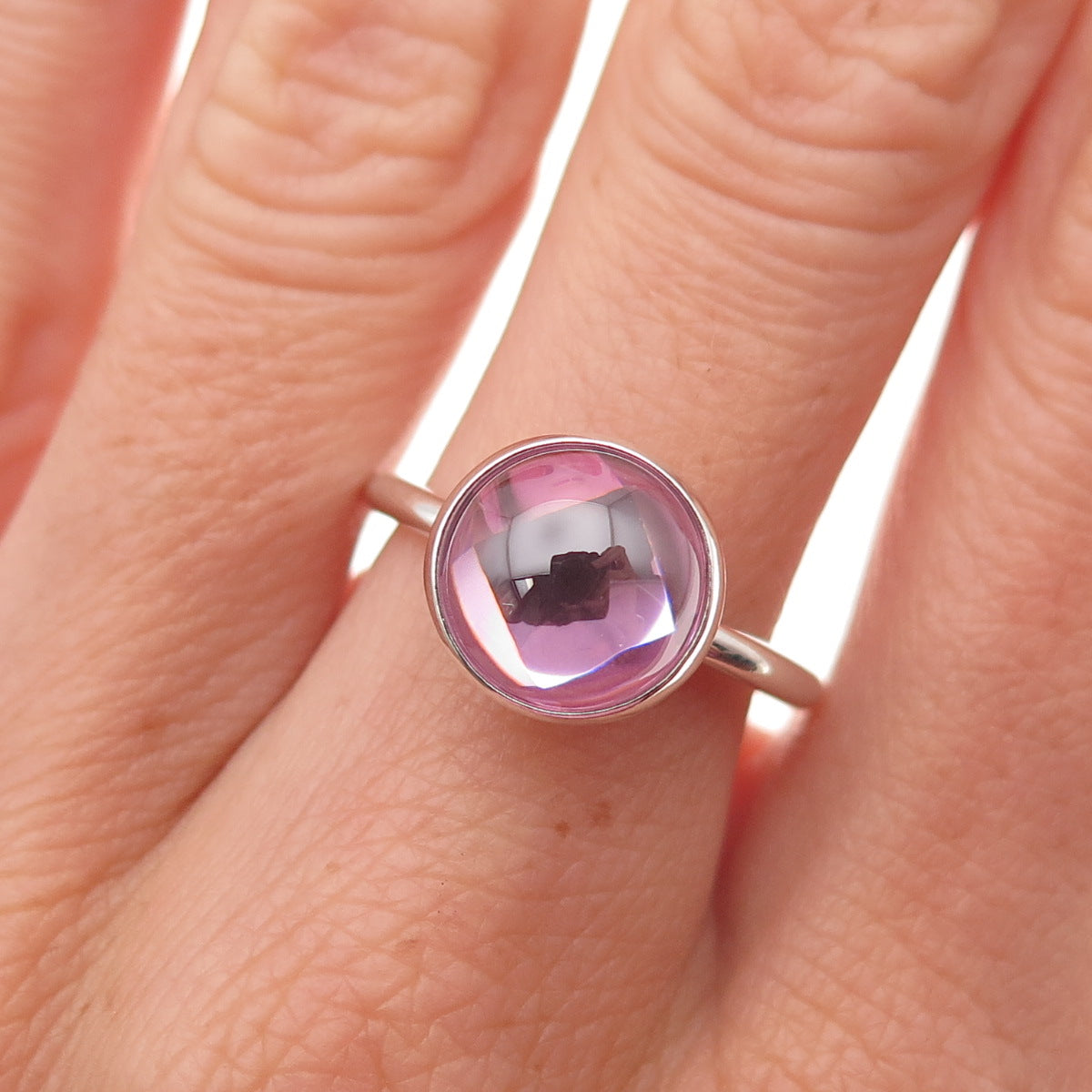 Pandora 925 Sterling Silver Rose Crystal Poetic Droplet Ring Size 7
