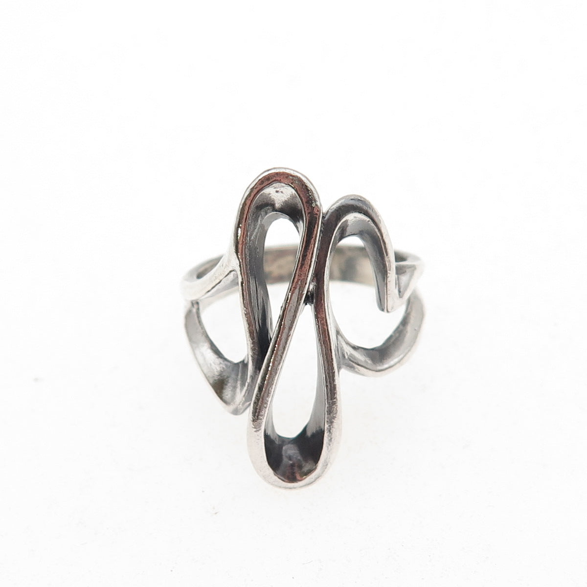 925 Sterling Silver Vintage Modernist Oxidized Ring Size 5.5