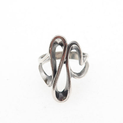 925 Sterling Silver Vintage Modernist Oxidized Ring Size 5.5