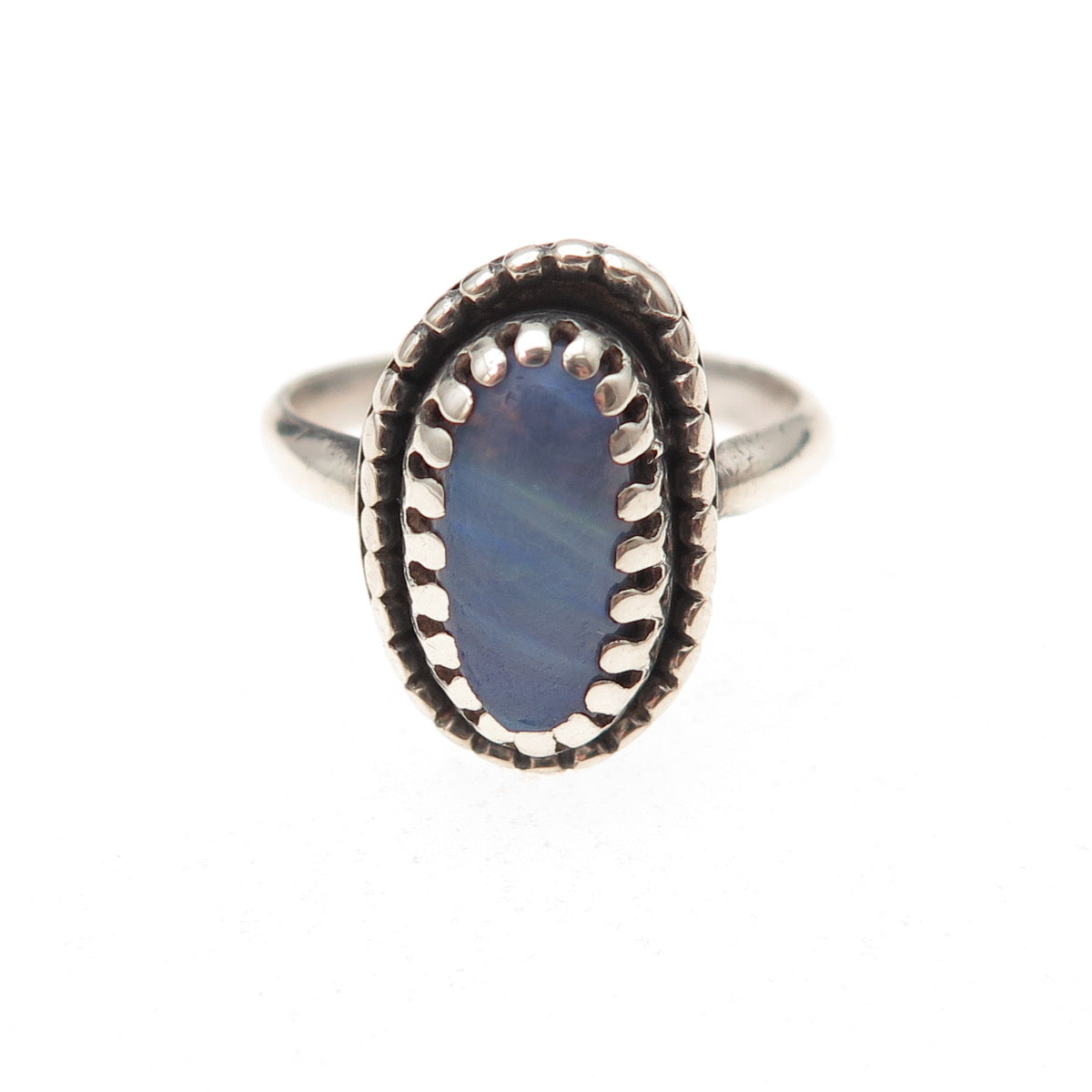 Old Pawn 925 Sterling Silver Vintage Southwestern Black Opal Ring Size 5.25