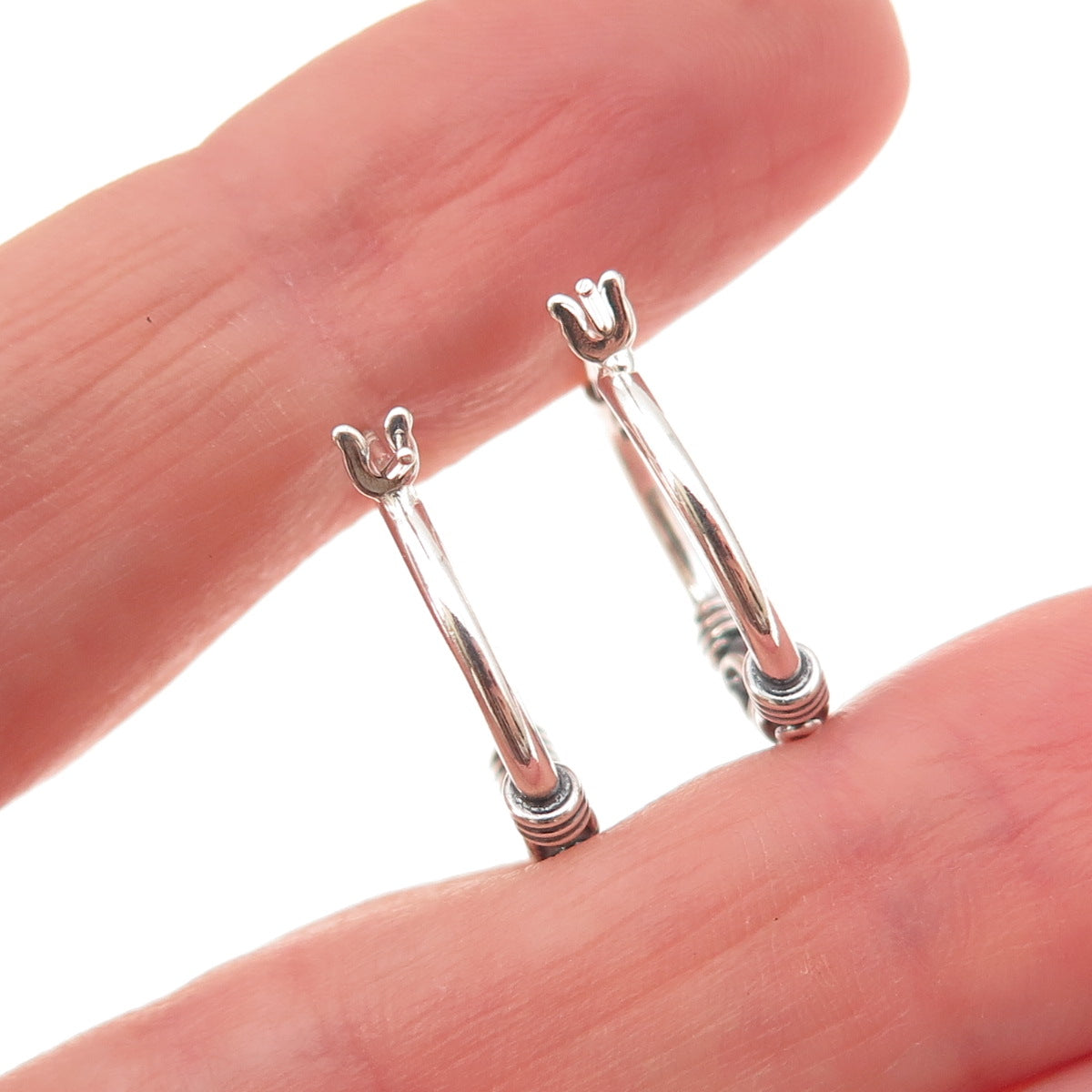 Han 925 Sterling Silver Vintage Zig Zag Oxidized Hoop Earrings