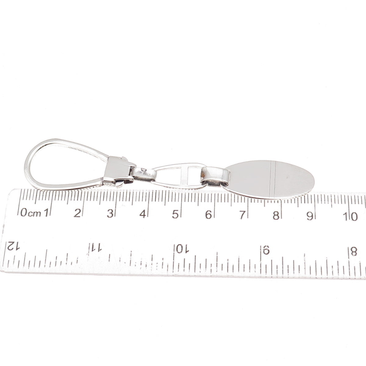 925 Sterling Silver Vintage Italy Oval Tag Key Chain Fob Holder