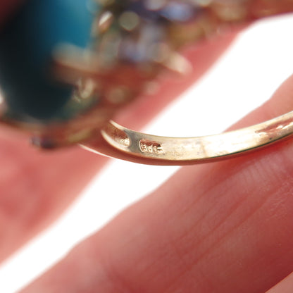 Chuck Clemency 925 Sterling Gold Plated Real Turquoise Tanzanite Ring Size 8.25