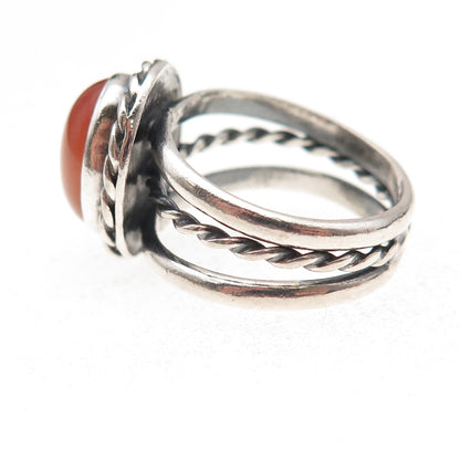 Old Pawn 925 Sterling Silver Vintage Southwestern Agate Oxidized Ring Size 7.5