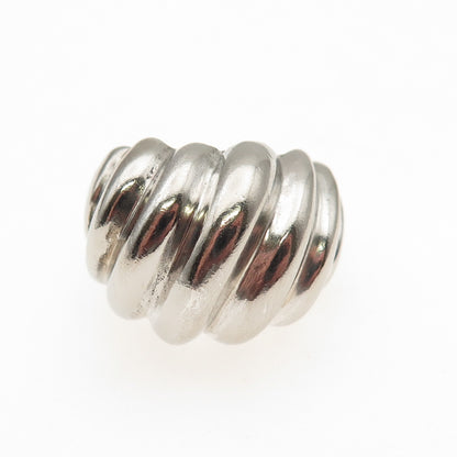 925 Sterling Silver Vintage Modernist Ribbed Dome Ring Size 7.25