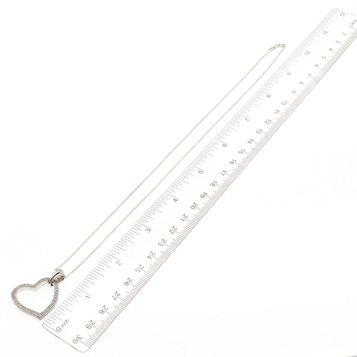 HN Heng Ngai 925 Sterling Silver Real Diamond Heart Cable Chain Necklace 18"