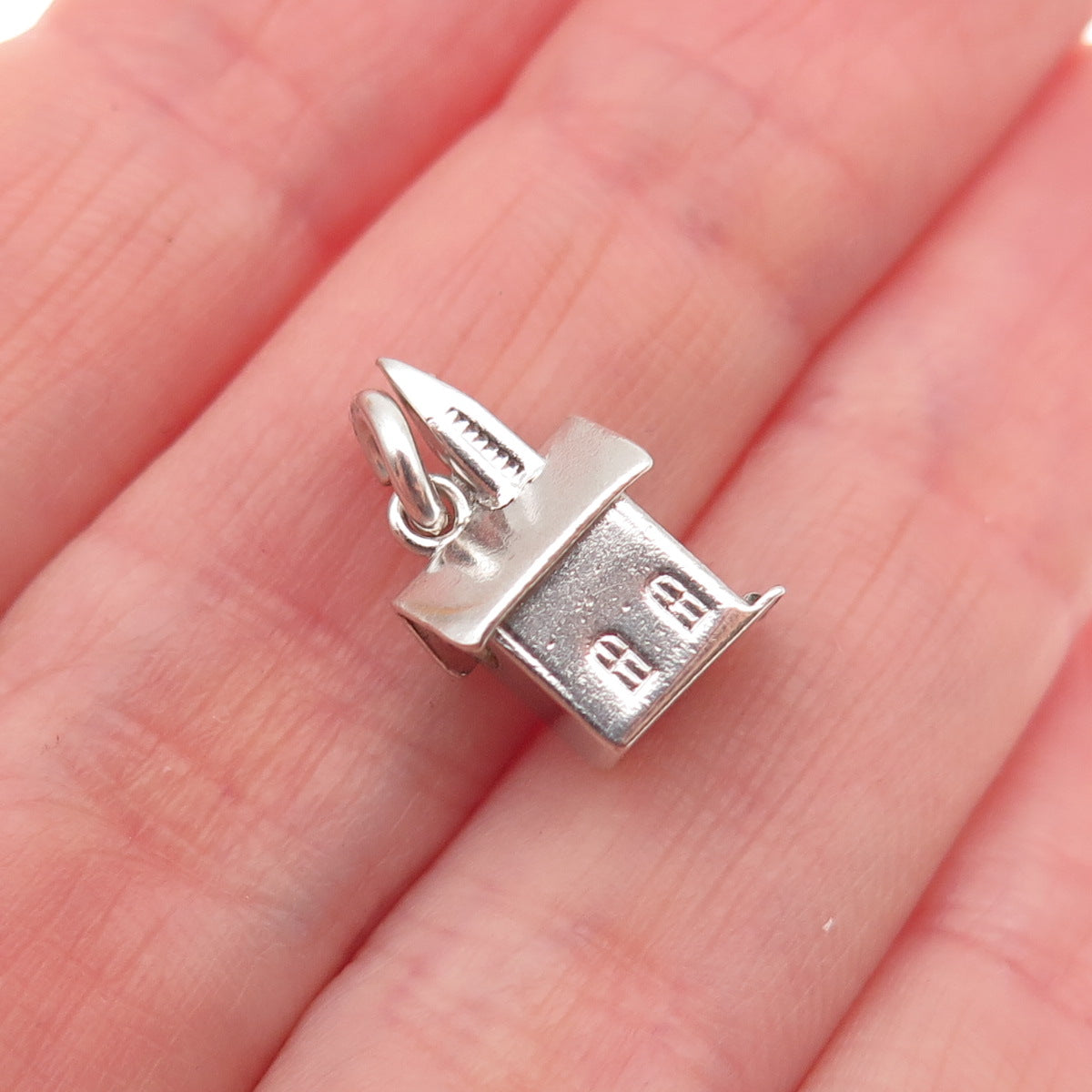 925 Sterling Silver Antique Art Deco Stanhope Church Prayer 3D Mini Pendant