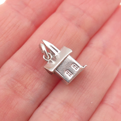 925 Sterling Silver Antique Art Deco Stanhope Church Prayer 3D Mini Pendant