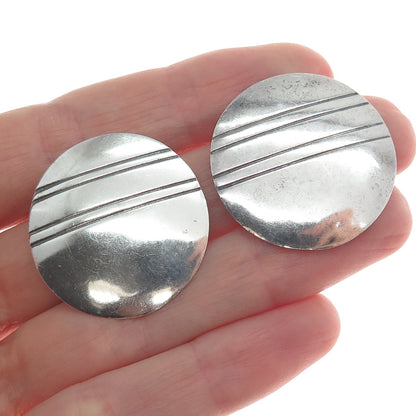 RAY TRACEY & KNIFEWING SEGURA Old Pawn 925 Sterling Silver Disc Tribal Earrings