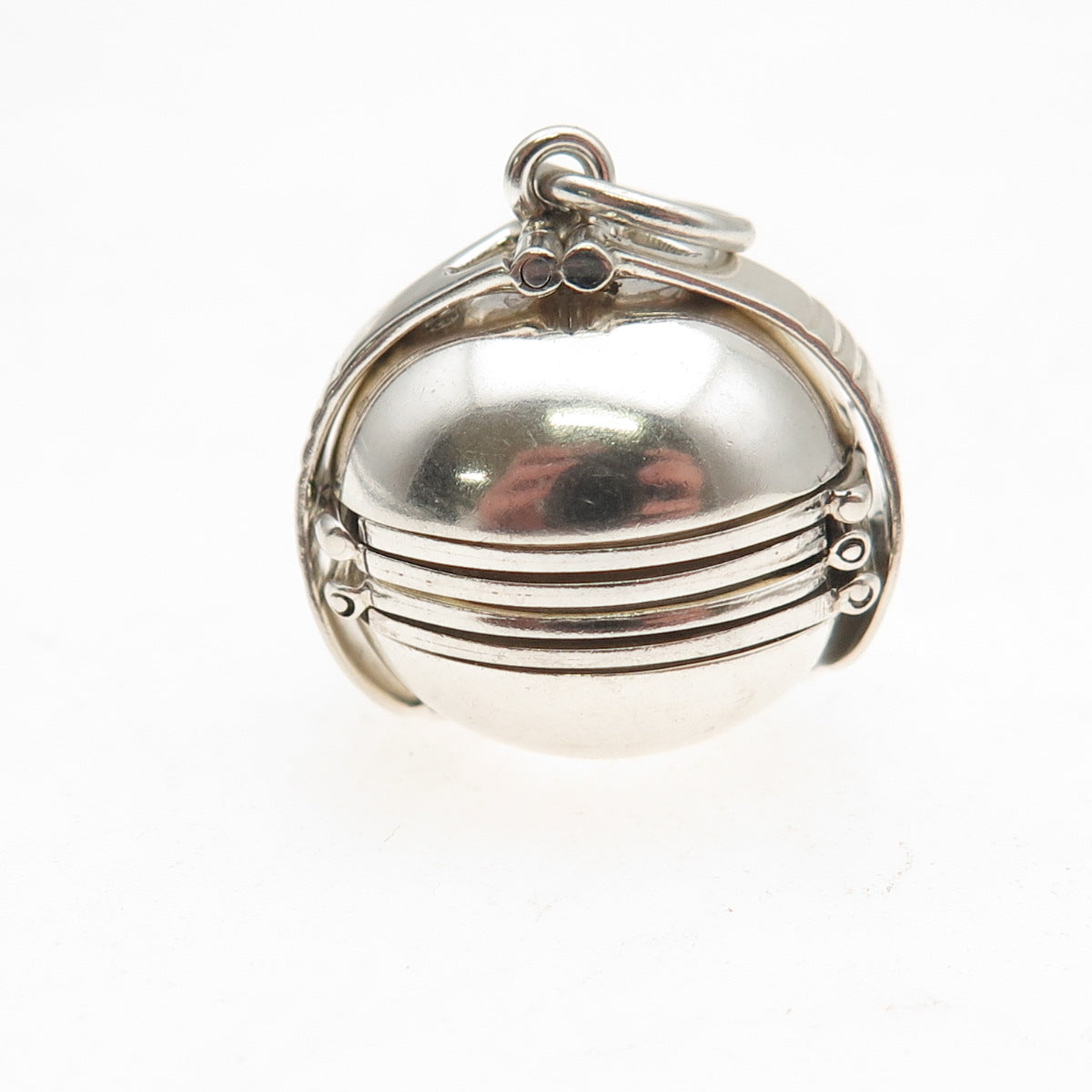 925 Sterling Silver Vintage Transformer Ball Oxidized Locket Charm Pendant