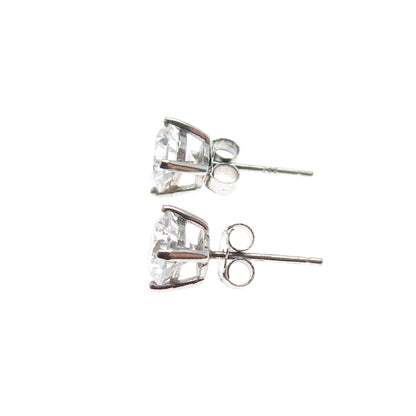 925 Sterling Silver Round-Cut C Z Stud Earrings