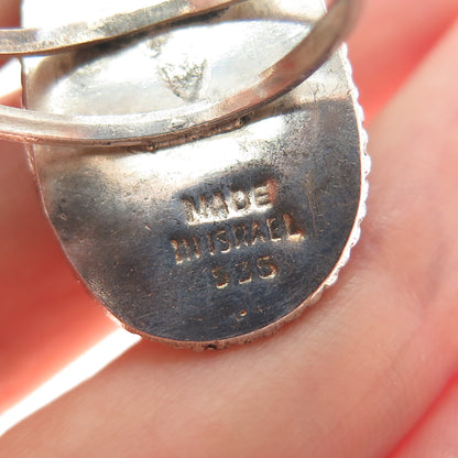 935 Silver Vintage Israel Real Eilat Adjustable Ring Size 9.5 (missing 1 bead)