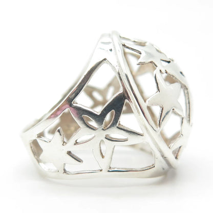 925 Sterling Silver Vintage Star Domed Ring Size 8.25