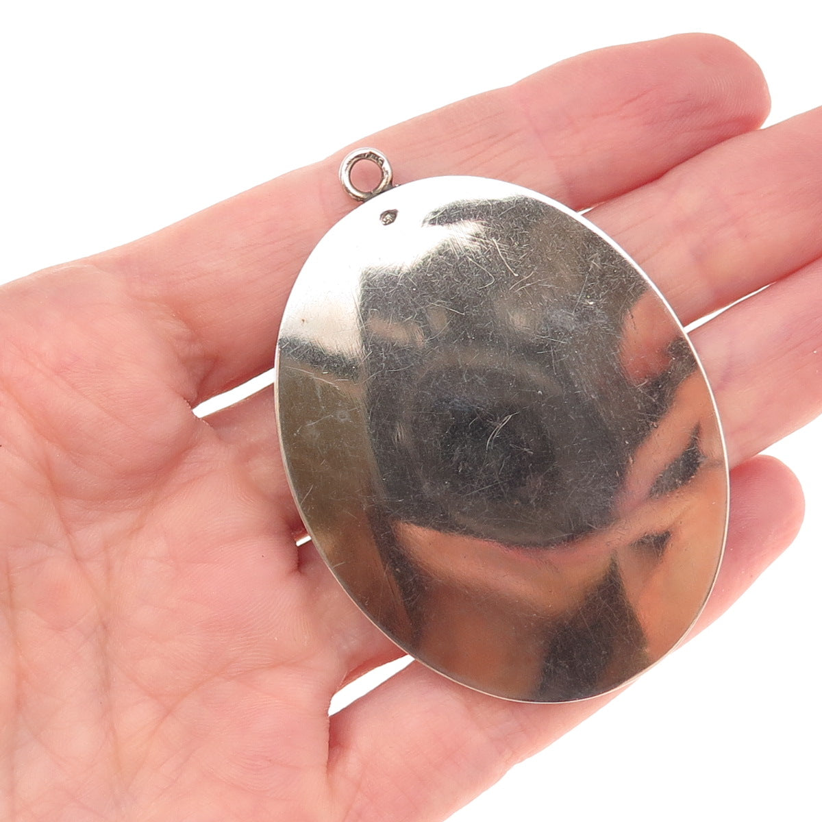 925 Sterling Silver Antique Art Deco Dutch Female Portrait Hand-Painted Pendant