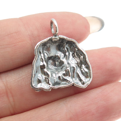 925 Sterling Silver Vintage Cocker Spaniel Dog Oxidized Charm Pendant