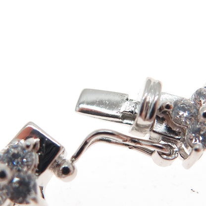 JCM Jacmel Mauritius 925 Sterling Silver Round-Cut C Z Flower Link Bracelet 6.5"