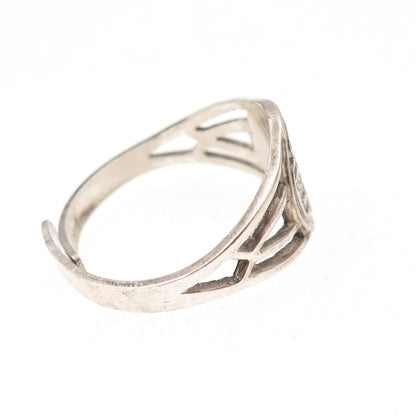 925 Sterling Silver Antique Art Deco Girl Scout Adjustable Ring Size 7