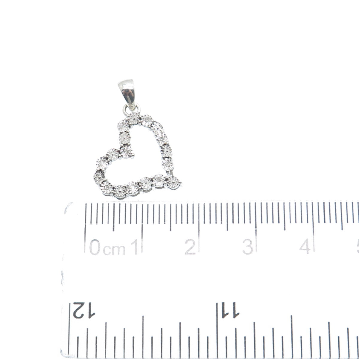 925 Sterling Silver Real Round-Cut Diamond Heart Minimalist Charm Pendant