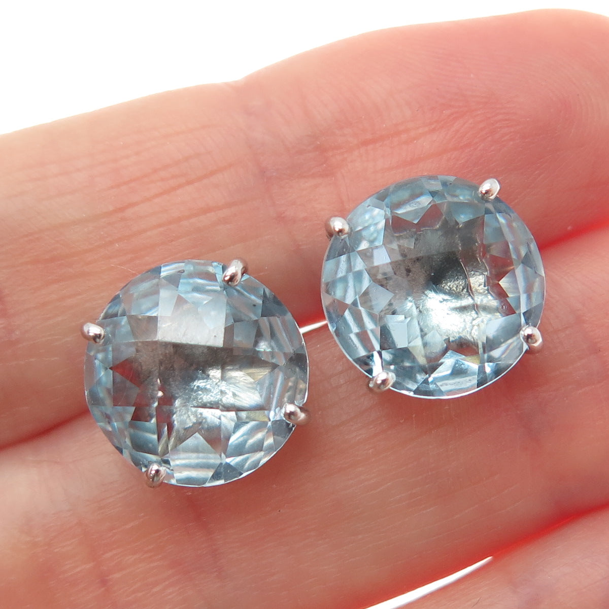 925 Sterling Silver Real Diamond & Blue Topaz Interchangeable Earrings