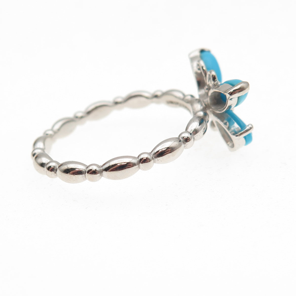 925 Sterling Silver Real Sleeping Beauty Turquoise Butterfly Ring Size 8