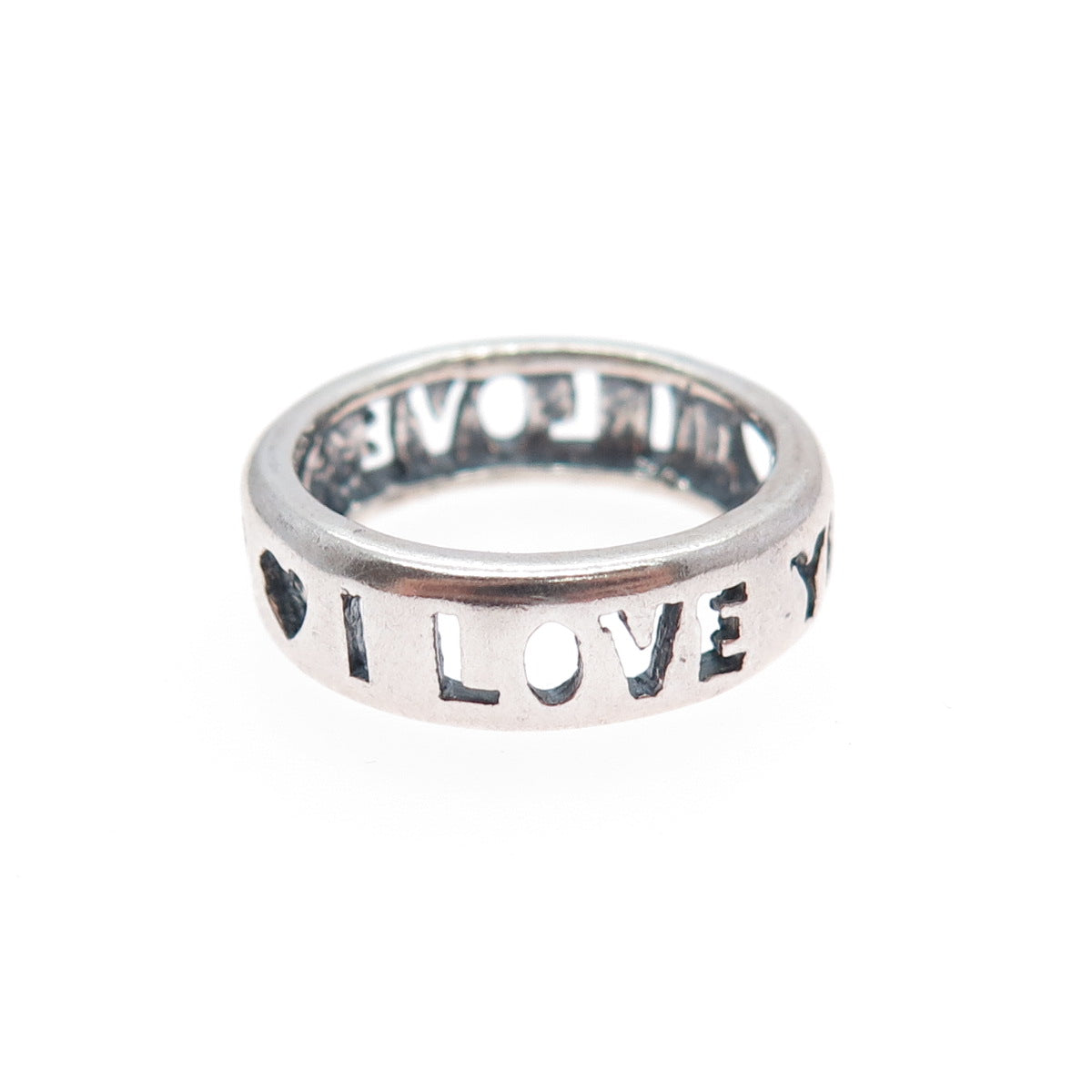 925 Sterling Silver Vintage I Love You Oxidized Band Ring Size 5.75
