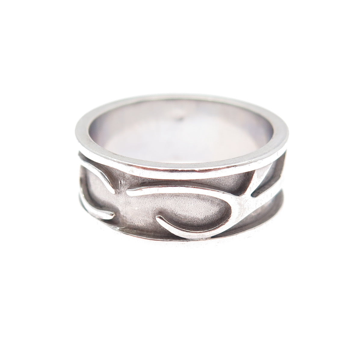 925 Sterling Silver Vintage Modernist Oxidized Biker Band Ring Size 6.25
