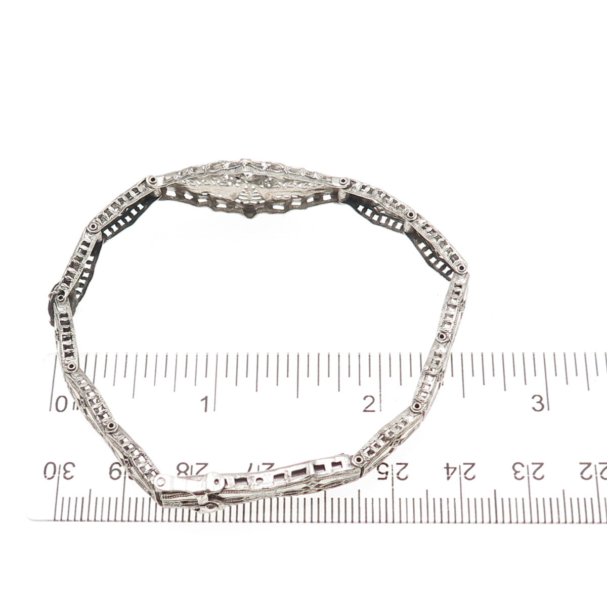 Esemco Sterling Silver Antique Rhinestone Filigree Bracelet 6.75" (broken link)