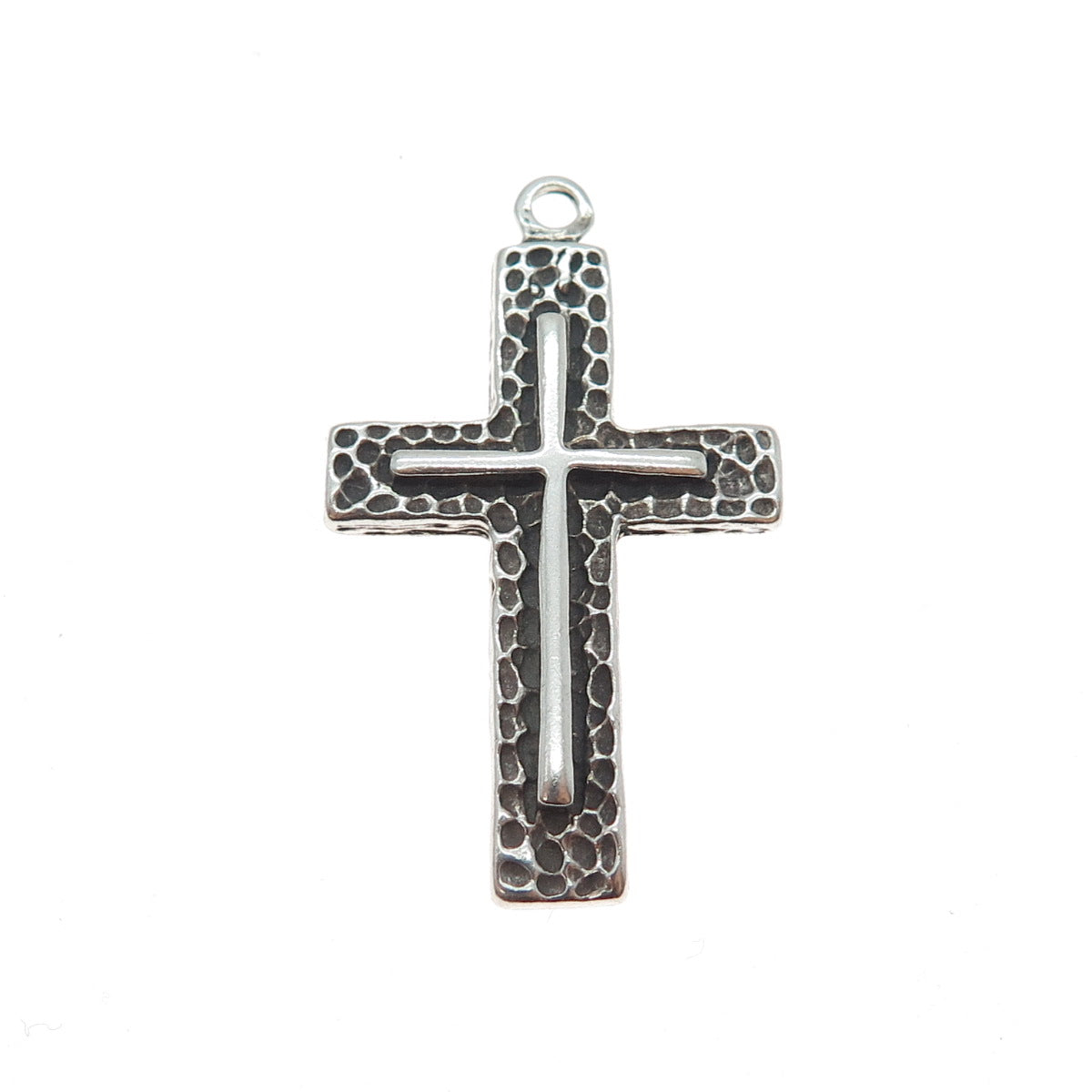 925 Sterling Silver Vintage Cross Oxidized Charm Pendant