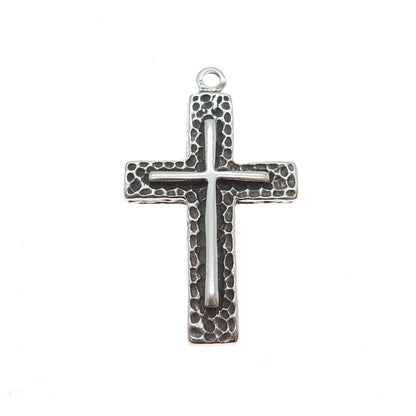 925 Sterling Silver Vintage Cross Oxidized Charm Pendant