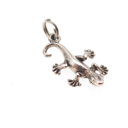 925 Sterling Silver Vintage Lizard Oxidized Charm Pendant