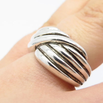 925 Sterling Silver Vintage Midas Ribbed Ring Size 5.75