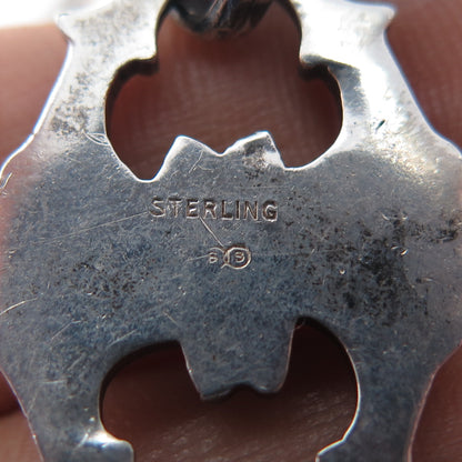 Binder Brothers 925 Sterling Silver Antique Art Deco Glass Floral Bracelet 7.25"