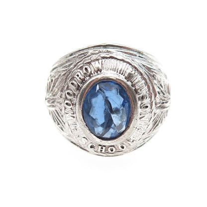 KINNEY 925 Sterling Silver Vintage 1969 C Z Woodrow Wilson School Ring Size 8