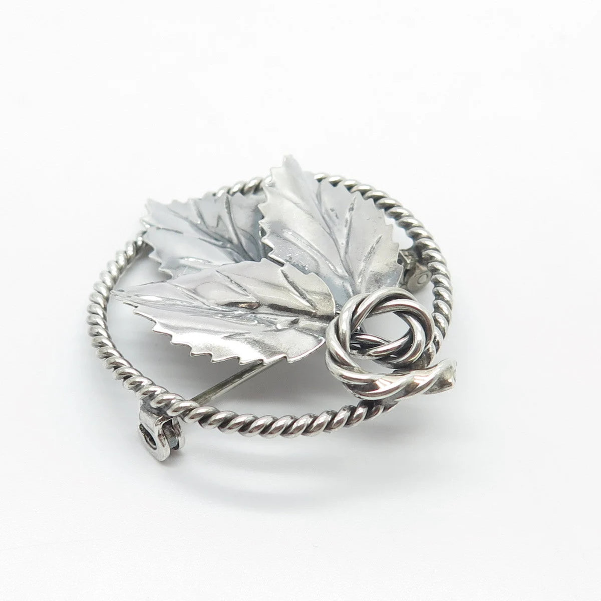 925 Sterling Silver Vintage Leaf Pin Brooch