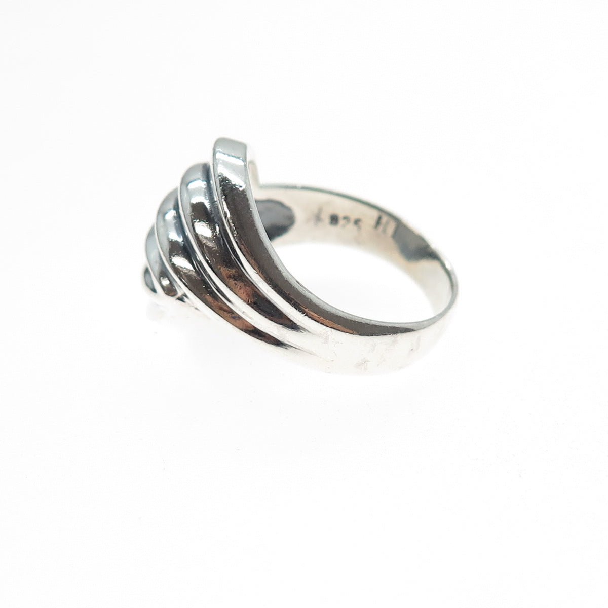 925 Sterling Silver Vintage Modernist Bypass Ring Size 6