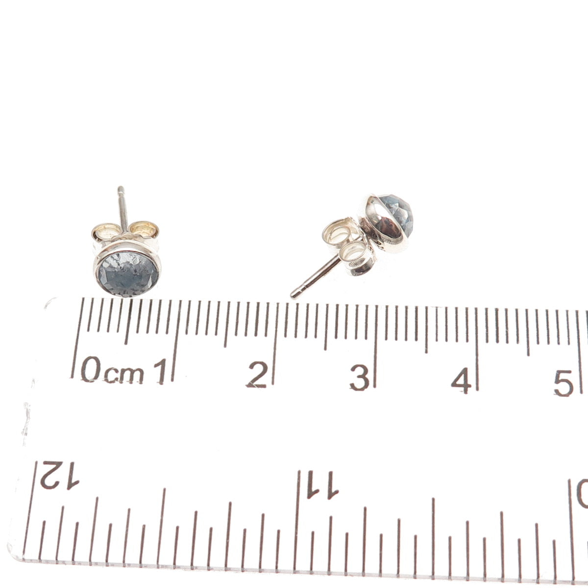 Pandora 925 Sterling Silver Blue Crystal March Birthstone Stud Earrings