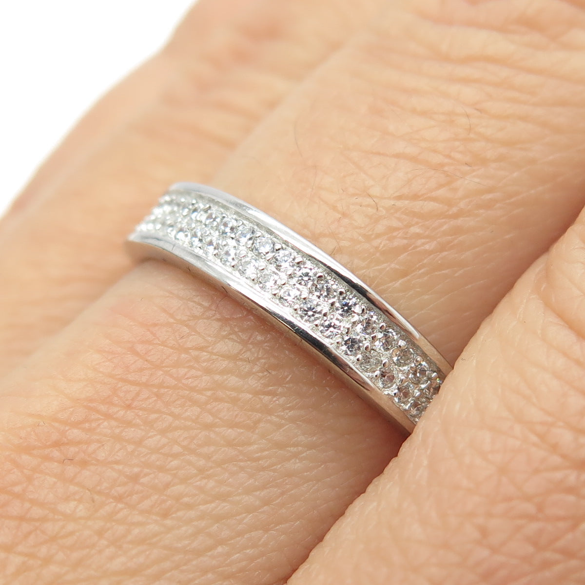 925 Sterling Silver Pave C Z Ring Size 8.75