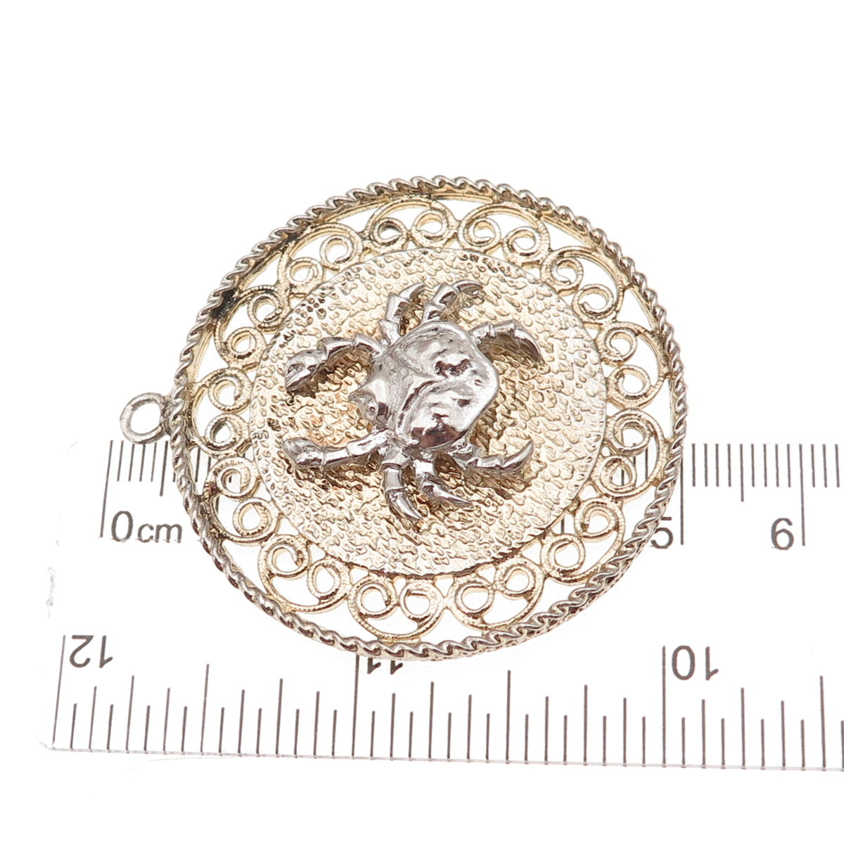 Rembrandt 925 Sterling Silver 2-Tone Vintage Cancer Zodiac Sign Pendant