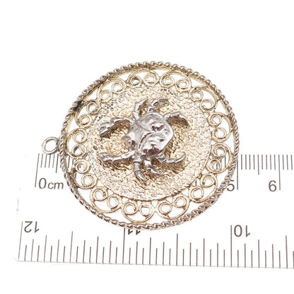Rembrandt 925 Sterling Silver 2-Tone Vintage Cancer Zodiac Sign Pendant