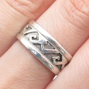 SHUBE 925 Sterling Silver Vintage Spiral Oxidized Band Ring Size 8.25