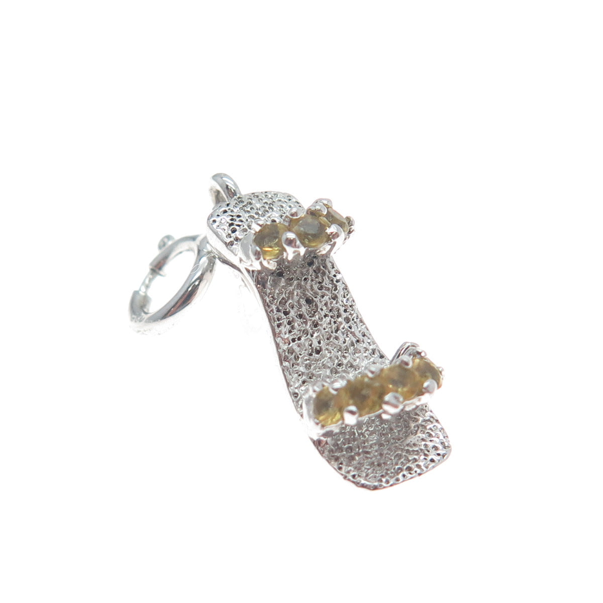 925 Sterling Silver Vintage Real Citrine Lady's Shoe Minimalist Charm Pendant