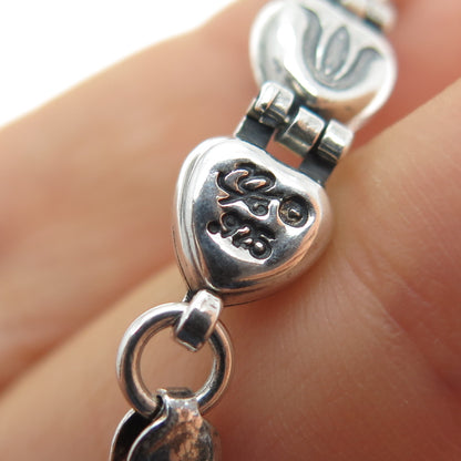 CAROLYN POLLACK 925 Sterling Vintage Real Turquoise Inlay Heart Bracelet 7.25"