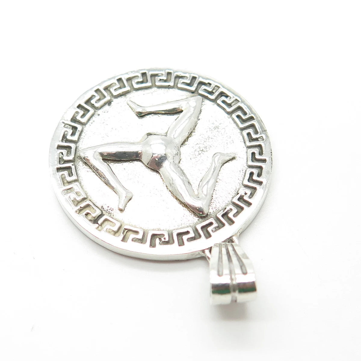 925 Sterling Silver Vintage Triskelion Sign Greek Maze Pendant